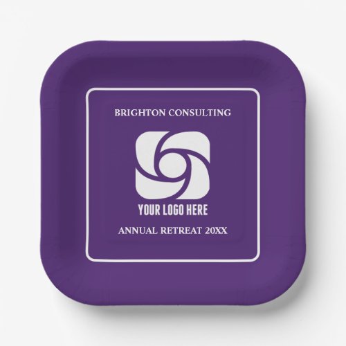 Purple Business Logo Custom Company Party Paper Plates