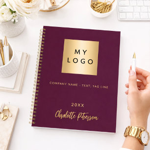 Purple business logo elegant monogram notebook