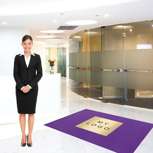Purple business logo rug
