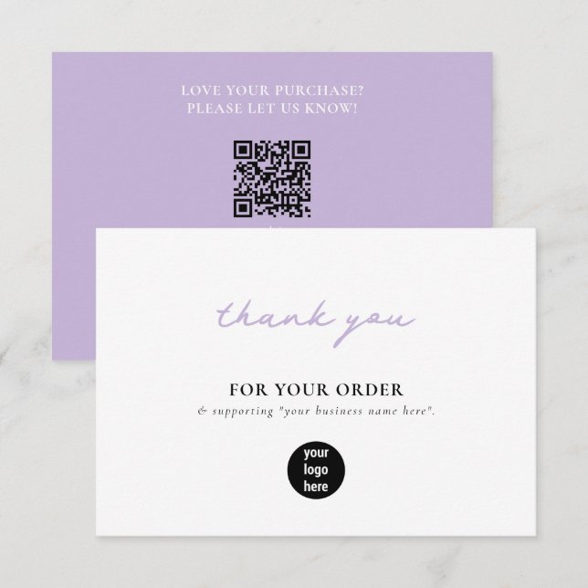 Purple Business Thank You Logo Social Media Card (Front/Back)