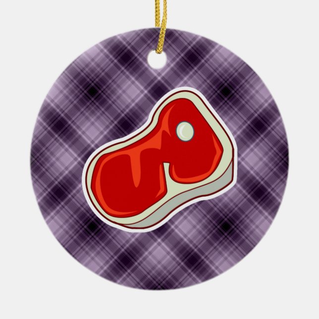 Purple Butcher's Steak Ceramic Ornament (Front)