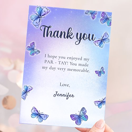 Purple Butteflies Eras Birthday Thank You Card