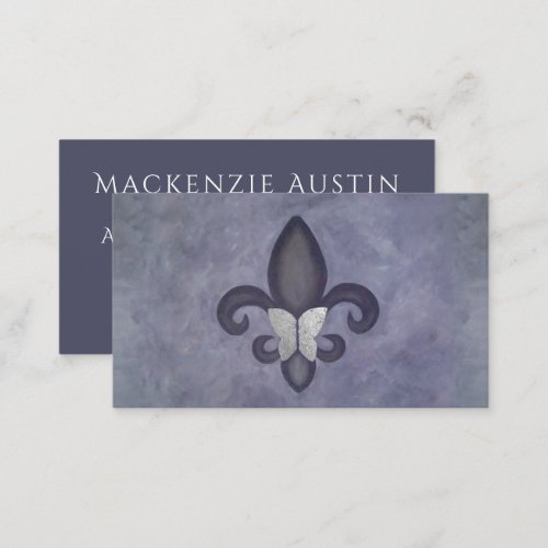 Purple Butterfleur  Butterfly on Fleur de Lis Business Card