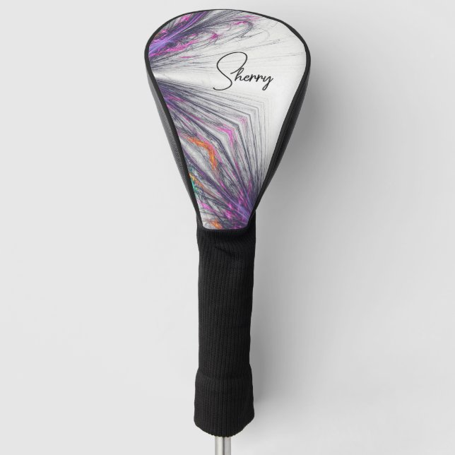 Purple Butterflies Abstract Golf Head Cover (Front)