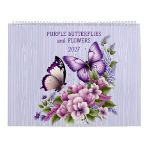 PURPLE BUTTERFLIES AND FLOWERS 2025 CALENDAR