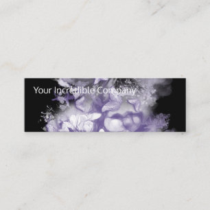 Purple butterflies and flowers on black mini business card