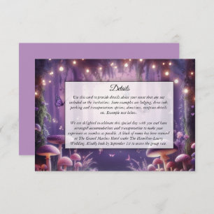 Purple Butterflies and Starlit Skies Wedding Enclosure Card