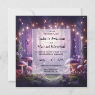 Purple Butterflies and Starlit Skies Wedding Invitation