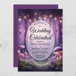 Purple Butterflies and Starlit Skies Wedding Invitation