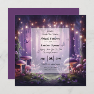 Purple Butterflies and Starlit Skies Wedding Invitation