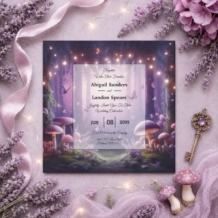 Purple Butterflies and Starlit Skies Wedding Invitation