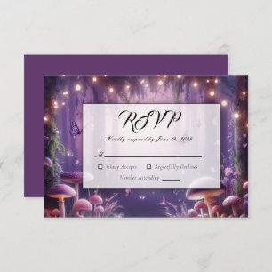 Purple Butterflies and Starlit Skies Wedding RSVP Card