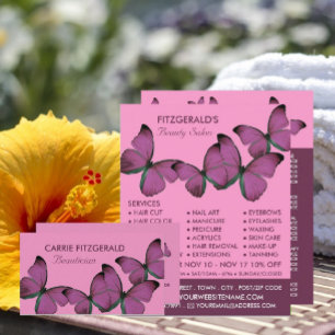 Purple Butterflies, Beautician, Beauty Salon Business Card