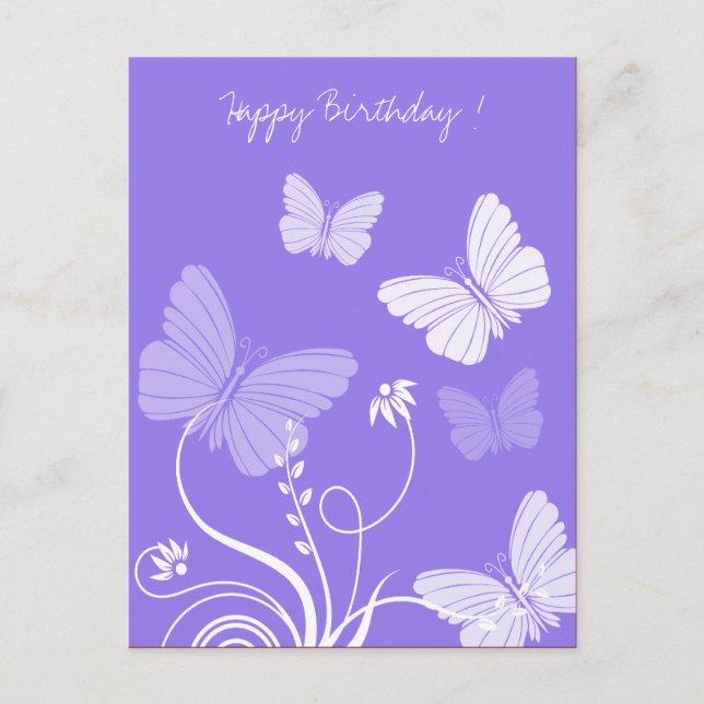 Purple butterflies Birthday postcard (Front)