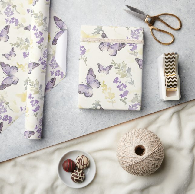 Purple Butterflies Birthday Wrapping Paper (Crafts)