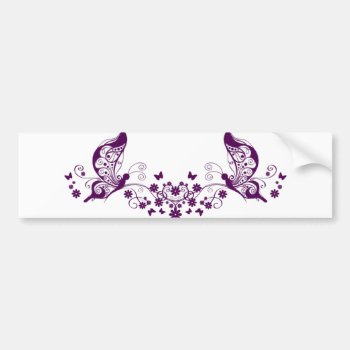 Purple Butterflies Bumper Sticker by Cardgallery at Zazzle