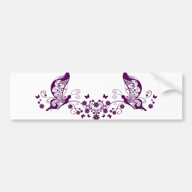 Purple Butterflies Bumper Sticker (Front)