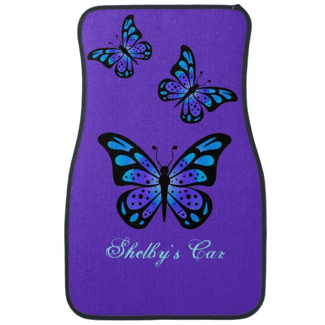 Purple Butterflies Custom Car Mats (Front)