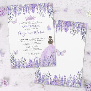 Purple Butterflies Floral Quinceañera Invitation