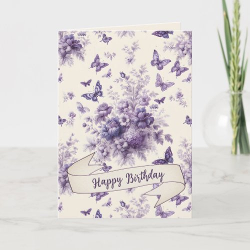 Purple Butterflies French Country Toile Fleurie Card