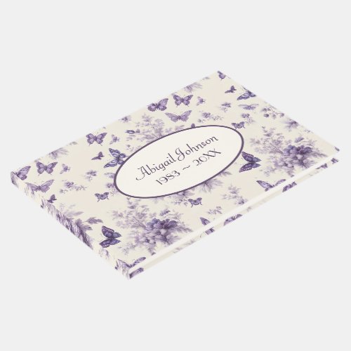 Purple  Butterflies French Country Toile Fleurie Guest Book