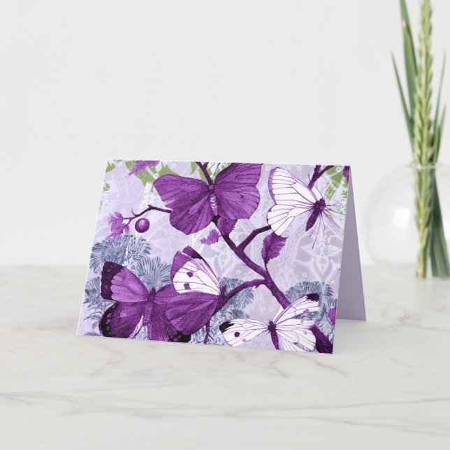Purple Butterflies Greeting Card (Front)