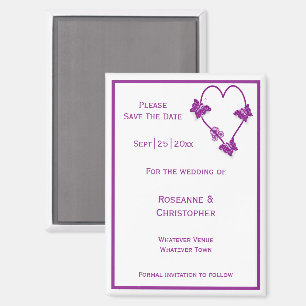 Purple Butterflies Heart Design Wedding Magnet