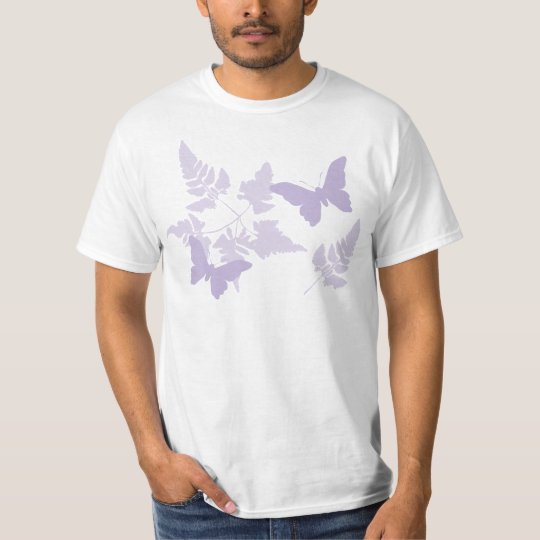 Purple Butterflies Lavender Ferns T-Shirt