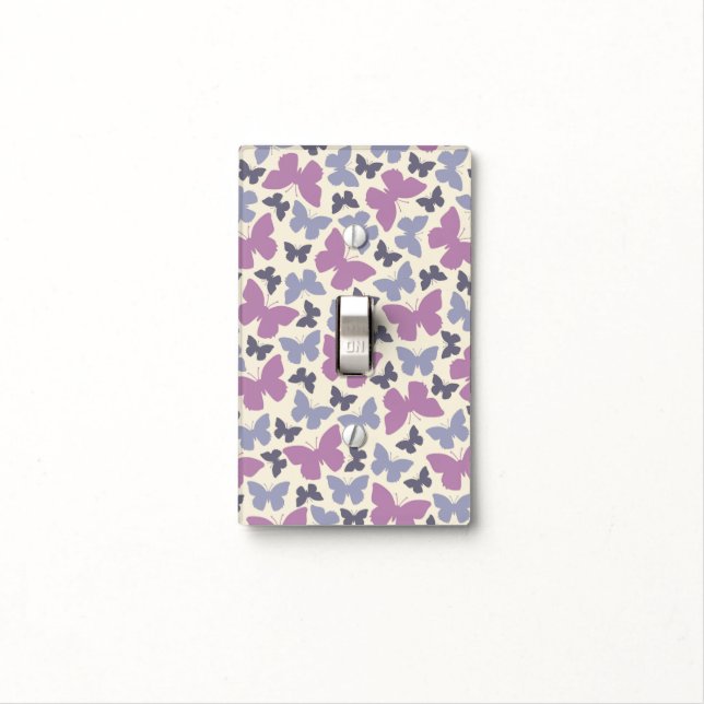 Purple Butterflies Light Switch Cover (In Situ)