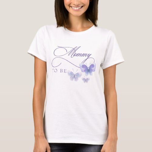 Purple Butterflies Mommy to Be Baby Shower T_Shirt