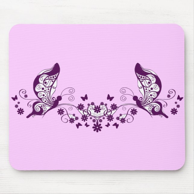 Purple Butterflies Mouse Pad (Front)