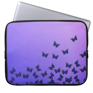 Purple butterflies pattern, cute flying insects computer sleeve