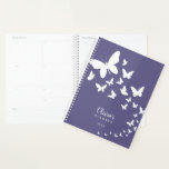 Purple Butterflies Personalized Planner<br><div class="desc">White butterflies on purple background.</div>