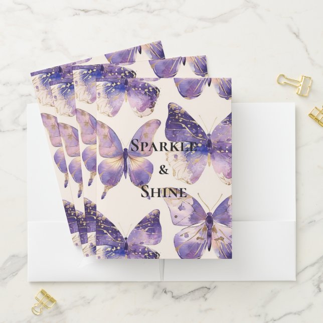 Purple Butterflies Pocket Folder (In Situ)