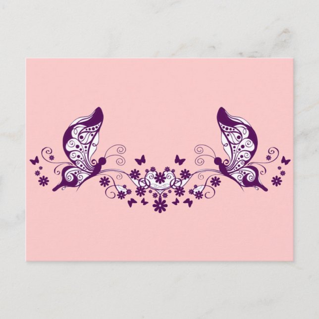 Purple Butterflies Postcard (Front)