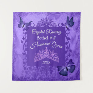 Purple Butterflies, Princess Tiara, Honored Queen Tapestry