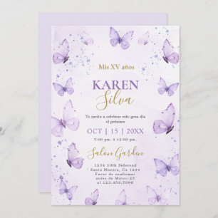 Purple Butterflies Quinceañera Invitation