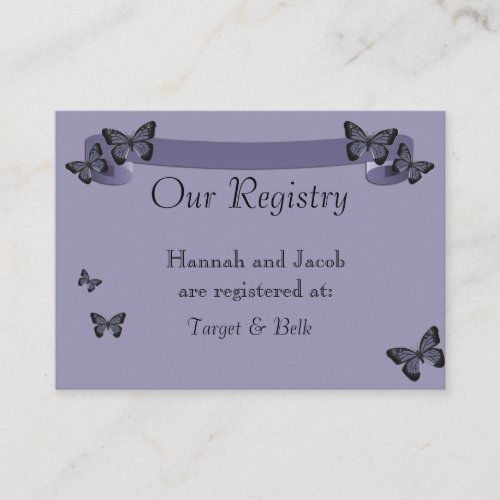 Purple Butterflies Registry Enclosure Cards