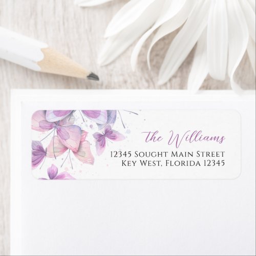 Purple Butterflies Return Address Labels