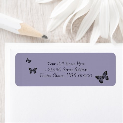 Purple Butterflies Return Address Labels