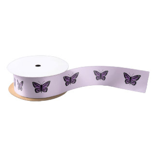 Purple Butterflies Satin Ribbon