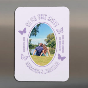 Purple Butterflies Save The Date Magnet