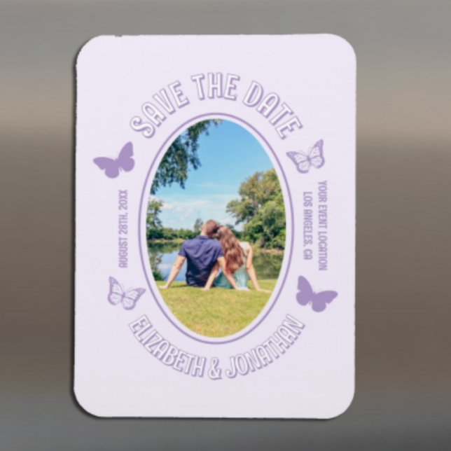 Purple Butterflies Save The Date Magnet (Creator Uploaded)