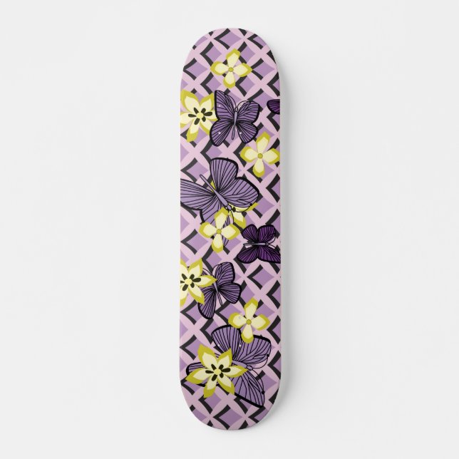 Purple Butterflies Skateboard Deck (Front)