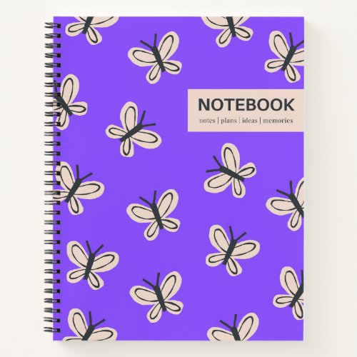 Purple butterflies spiral bound notebook