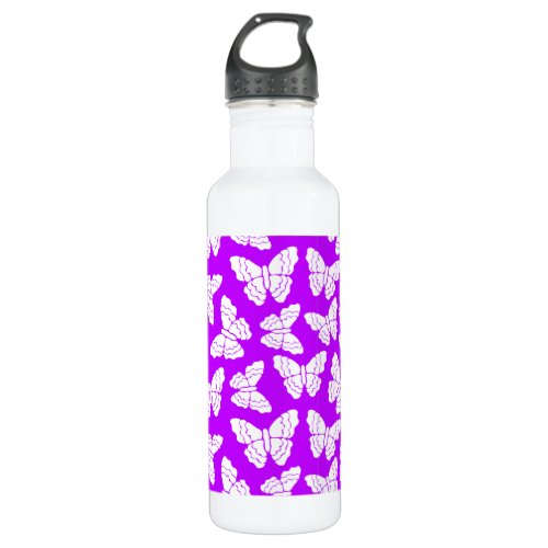 Purple butterflies stainless steel water bottle