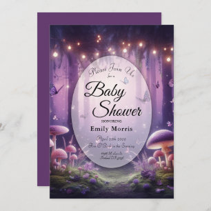 Purple Butterflies Starlit Skies Baby Shower Invitation