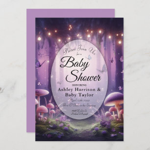 Purple Butterflies Starlit Skies Baby Shower Invitation
