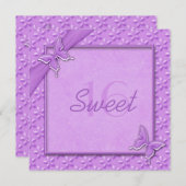 Purple Butterflies Sweet Sixteen Invitation (Front/Back)