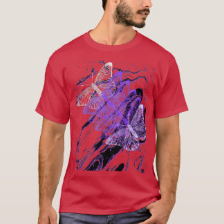 Purple Butterflies Swirl Pattern T-Shirt